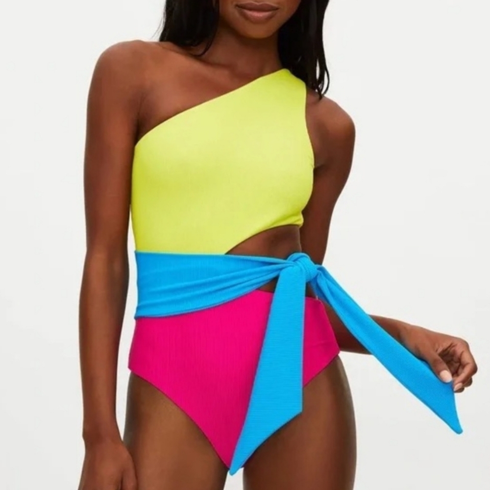 New!Beach Riot Carlie One Piece Swimsuit Retro Brights Colorbloking